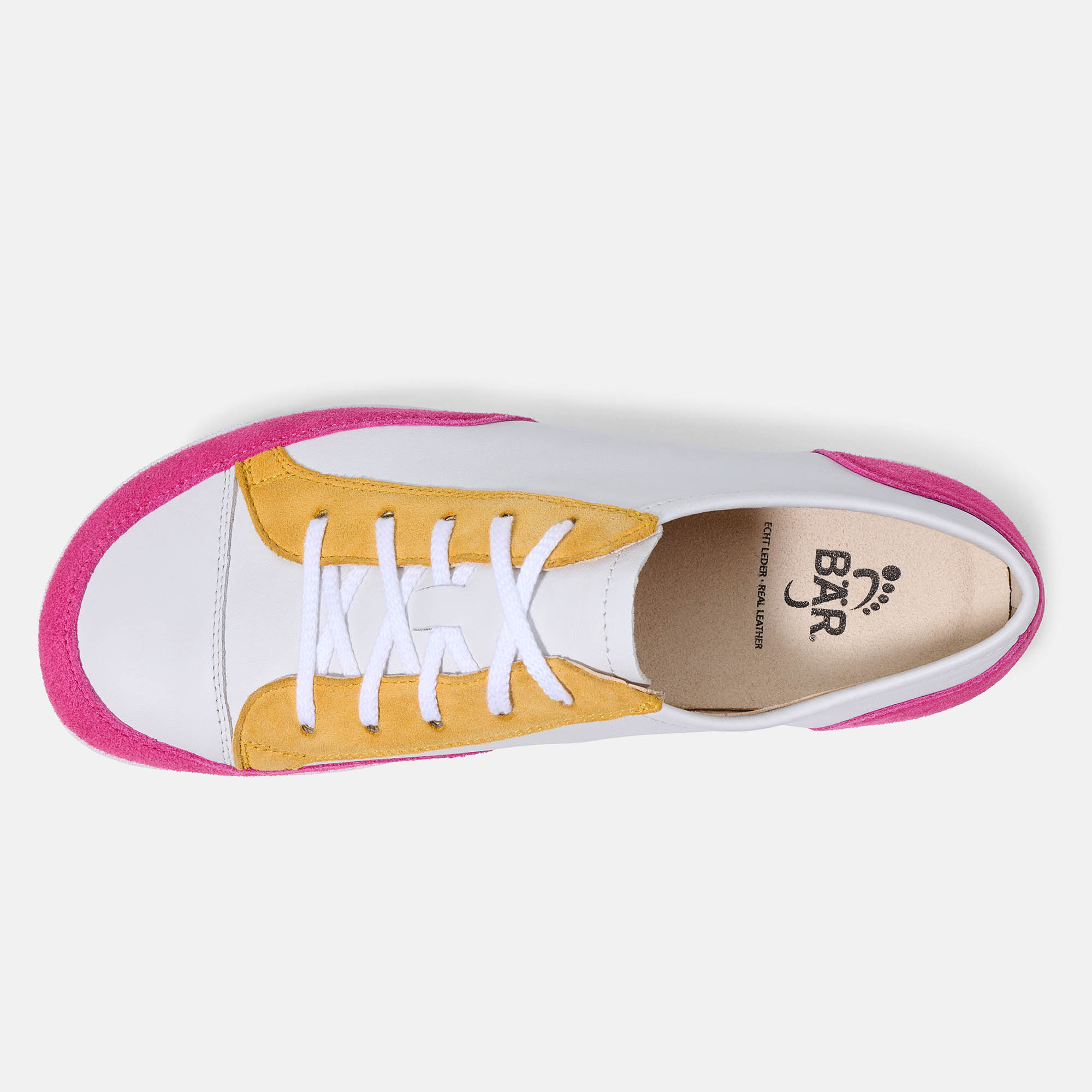 BÄR Schuhe Damenschuhe Alltag Emma 2.0 weiß/pink/gelb Kalbnappaleder Ansicht von oben