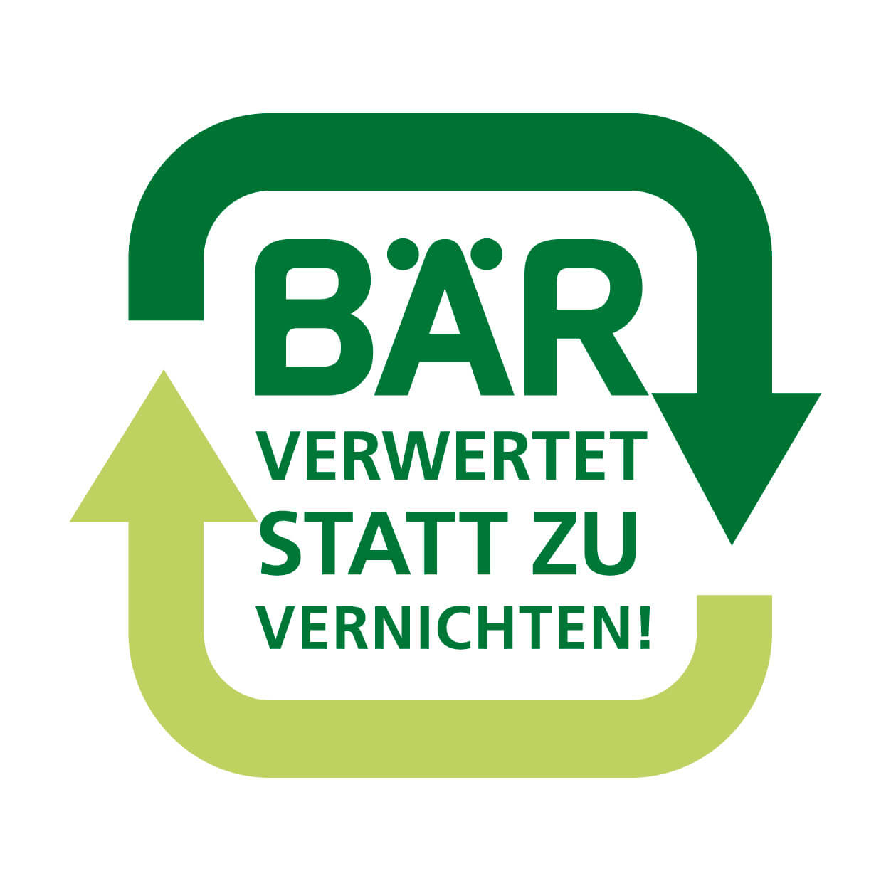 BÄR Recycles Instead of Destroying Logo with green arrows