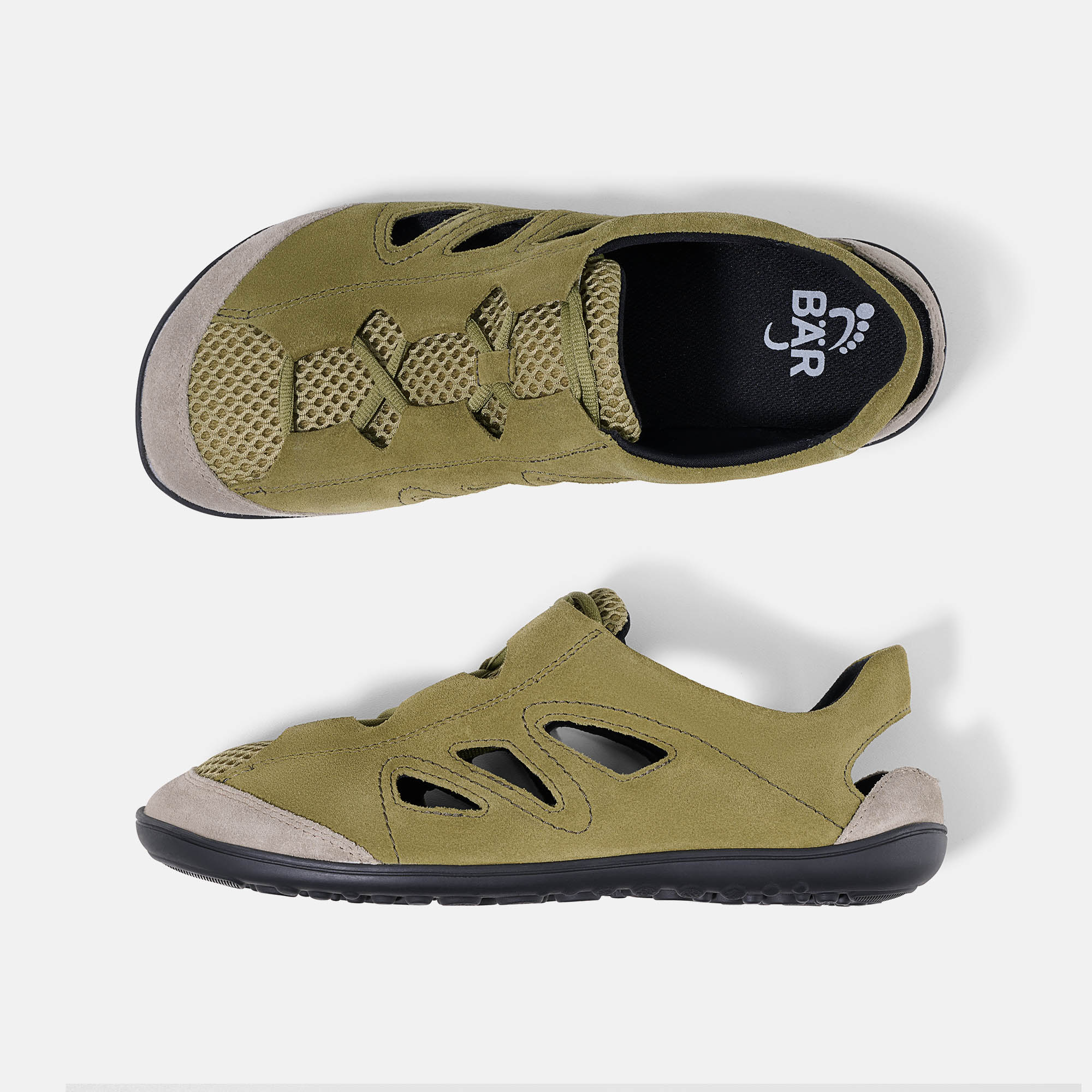 BÄR Schuhe Unisexschuhe Alltag Jess oliv Rindveloursleder, Mesh Ansicht von oben