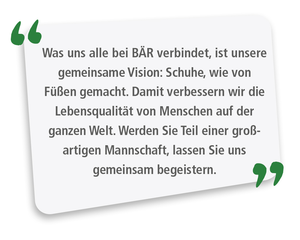 Inspirational quote on BÄR shoes and their global impact on life quality