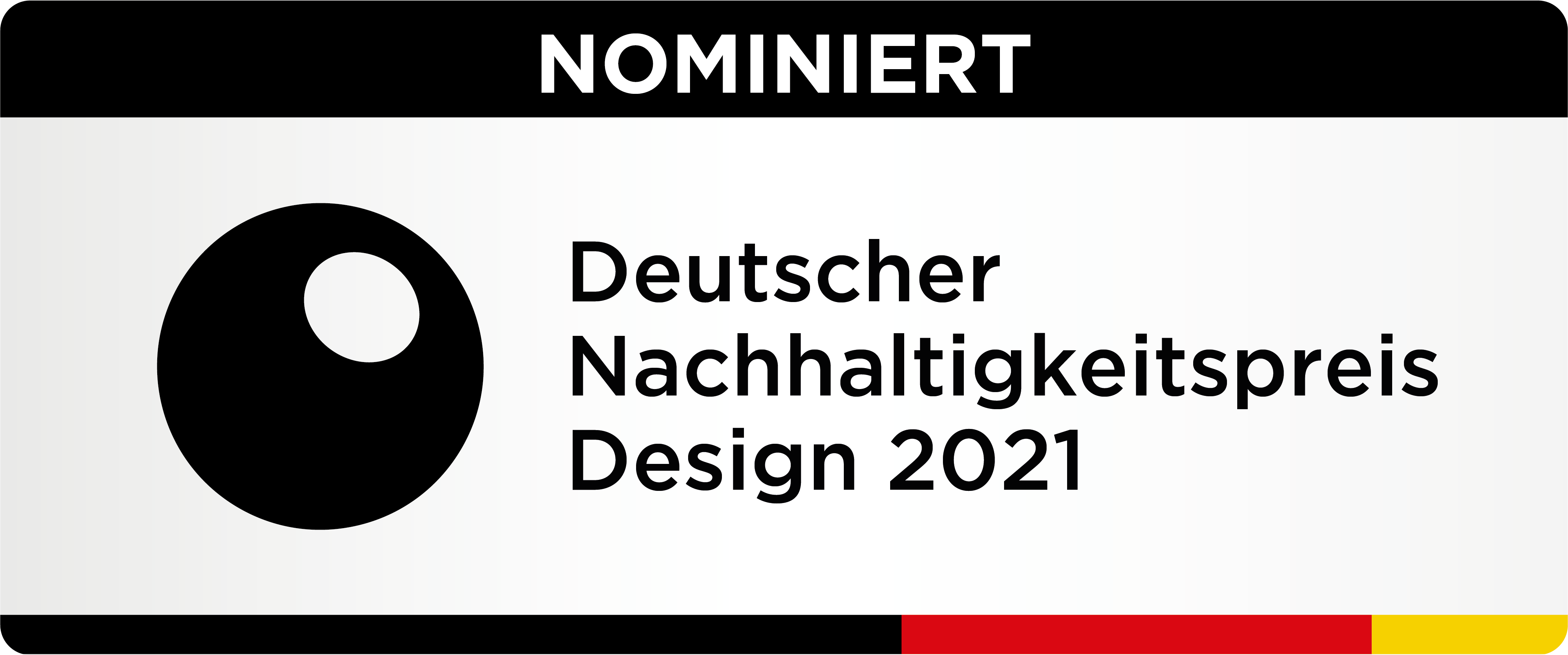Logo indicating a nomination for the German Sustainability Award Design 2021