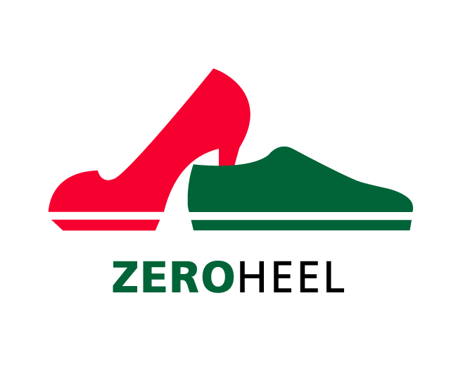 ZERO brand logo featuring a red high heel and green sneaker