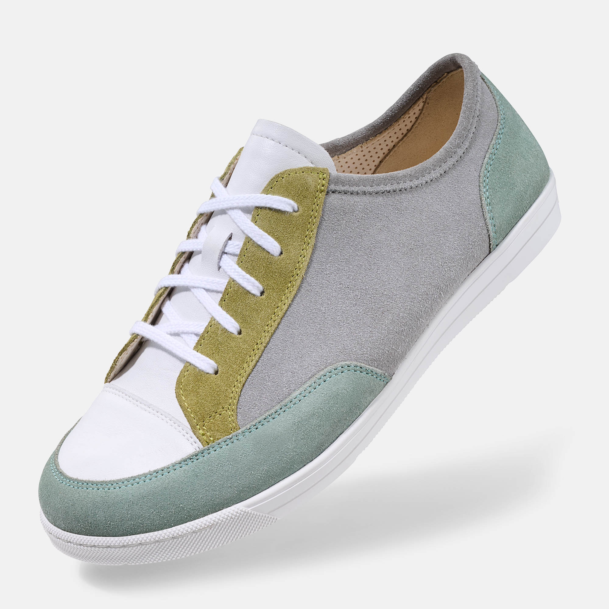 BÄR Schuhe Damenschuhe Alltag Emma 2.0 grün/weiß Kalbnappaleder, Kalbveloursleder Produktbild