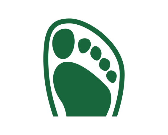 Green footprint icon on white background