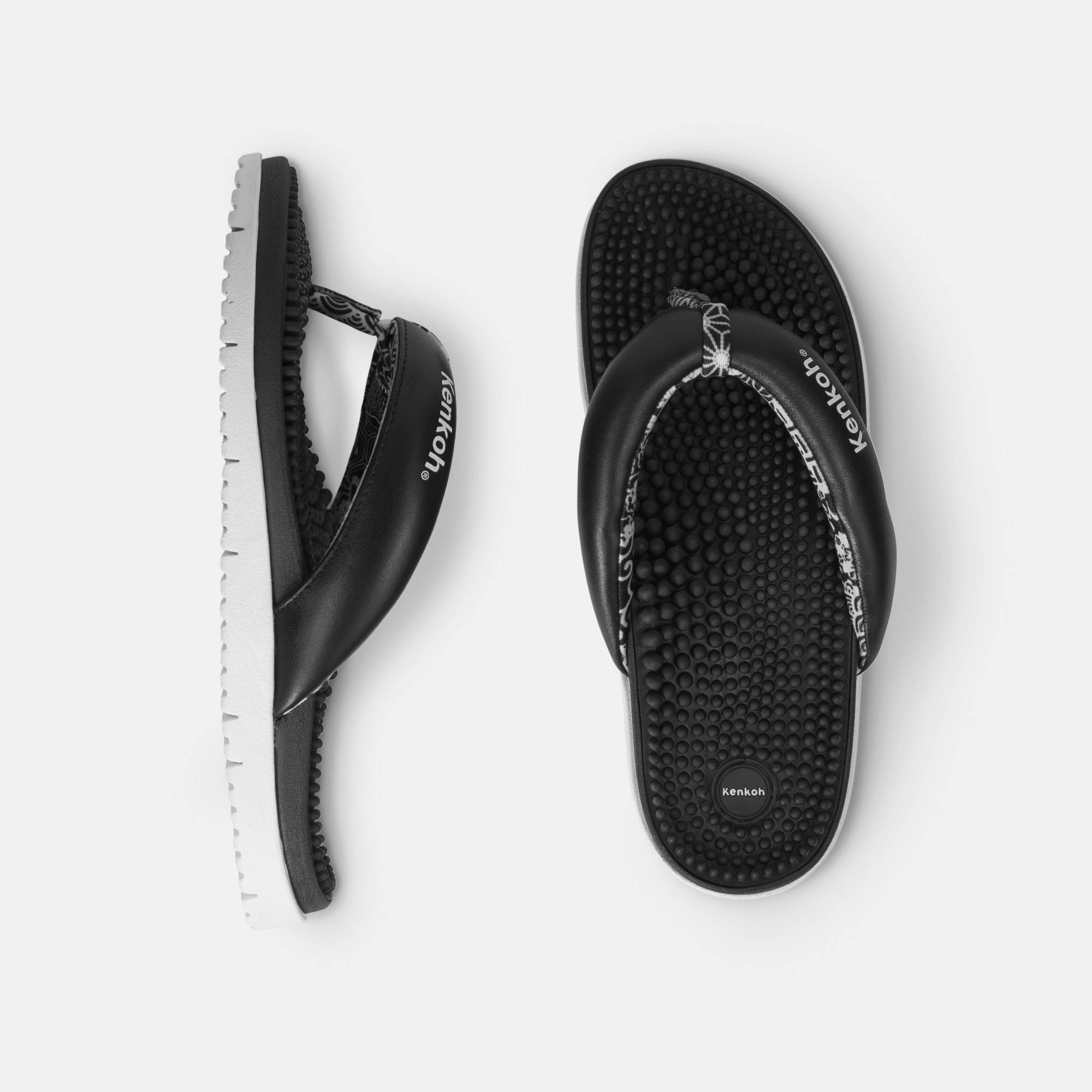 BÄR Schuhe Unisexschuhe Freizeitschuhe Fuwa Flip Flop Kenkoh Massage-Sandale schwarz Rindleder Ansicht von oben