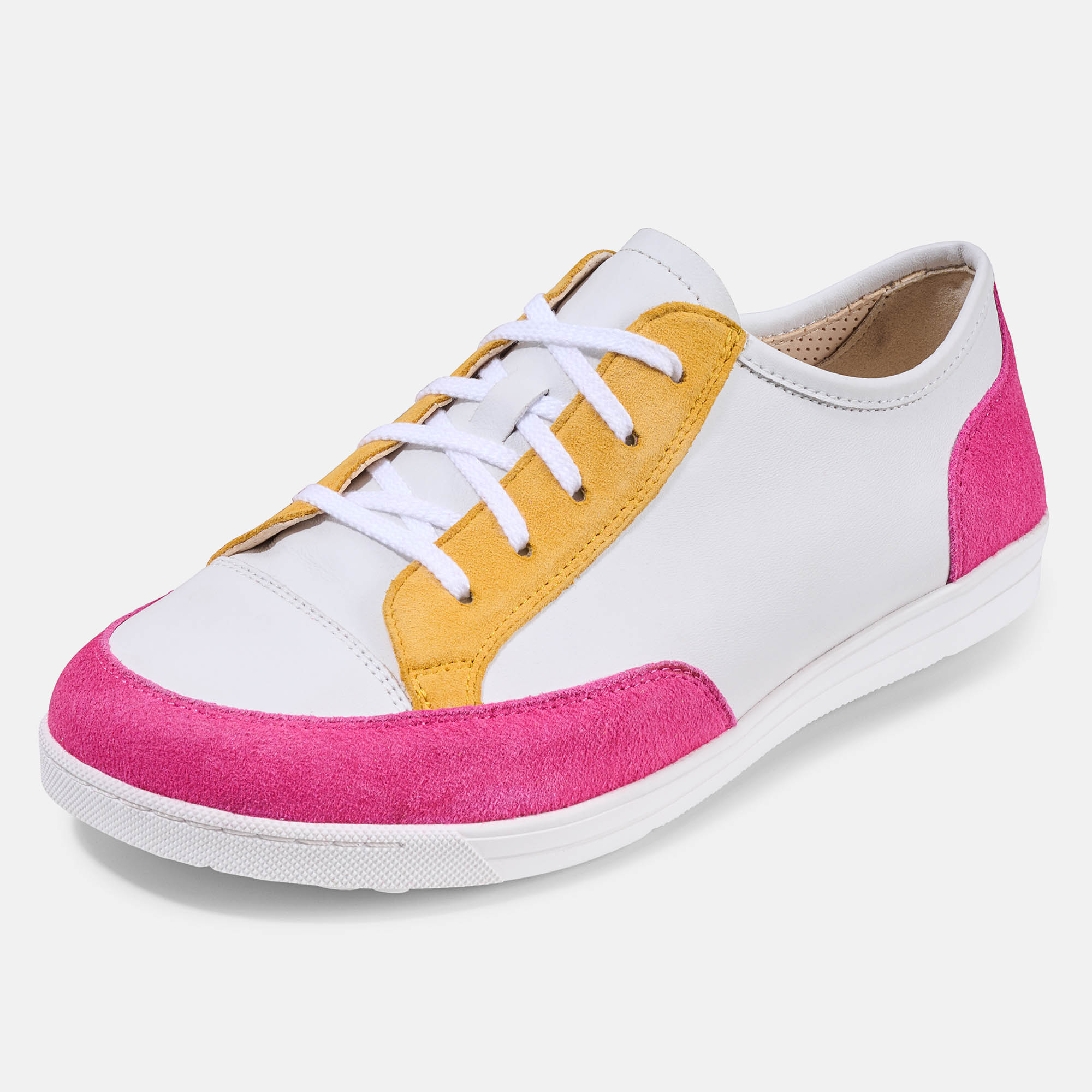 BÄR Schuhe Damenschuhe Alltag Emma 2.0 weiß/pink/gelb Kalbnappaleder Produktbild